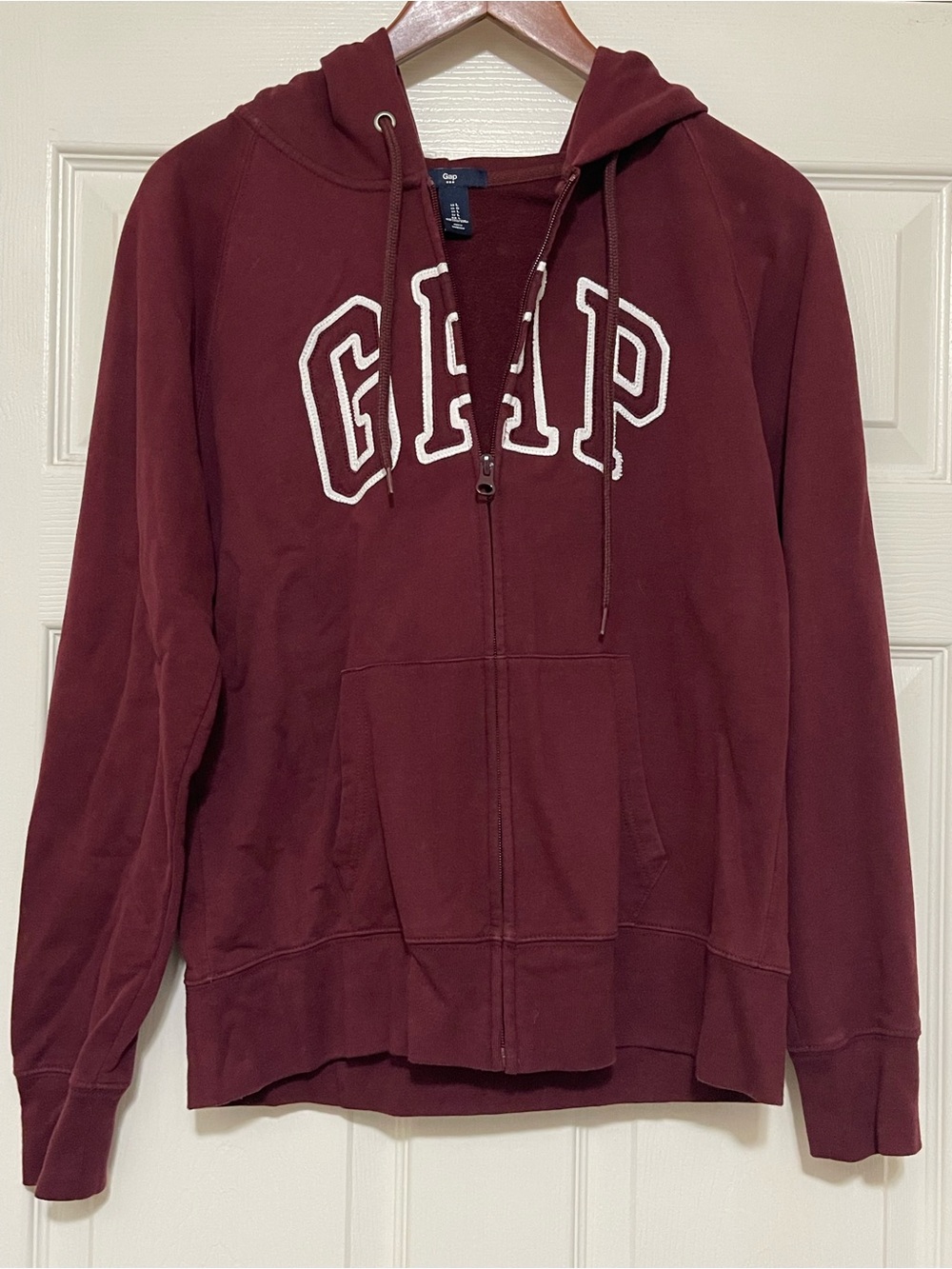 GAP Burgundy Full-Zip Hoodie with White Applique